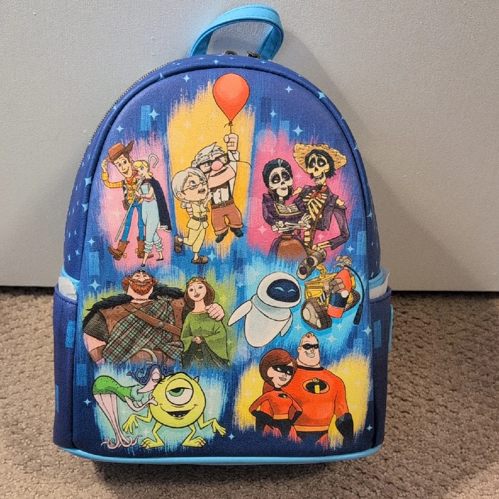 Loungefly Disney Blue Pixar Movies Family Mini Backpack NWT